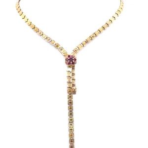 9k Vintage Maltese gold chain with garnet station.